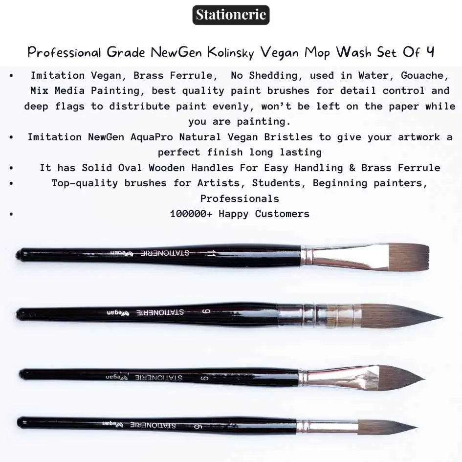 Stationerie Aquapro Wash Mop Set Of 4  Kolinsky Vegan Stationerie